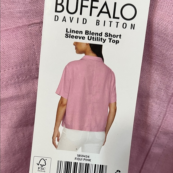 Buffalo Linen Blend Light Pink Button Down Shirt XL NWT - Picture 4 of 8